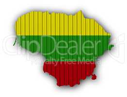 Karte und Fahne von Litauen auf Wellblech