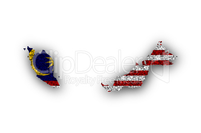 Karte und Fahne von Malaysia auf Mohn