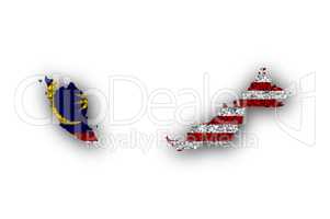 Karte und Fahne von Malaysia auf Mohn