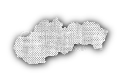 Karte der Slowakei auf altem Leinen