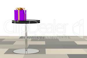 Gift box stands on the table, 3d illustration