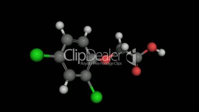 2,4-Dichlorophenoxyacetic acid agent orange molecule model rotating