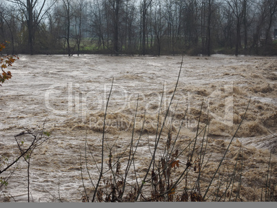 River Po flood in Turin