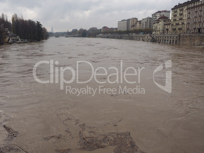 River Po flood in Turin