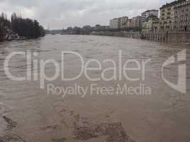 River Po flood in Turin