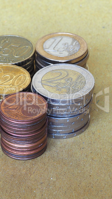 Euro coins pile - vertical