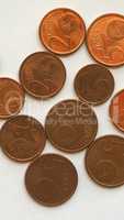 Euro coins 1 and 2 cents - vertical