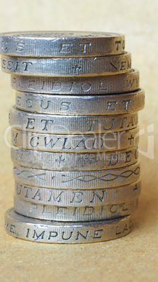 Pound coins pile - vertical