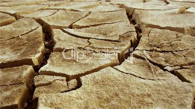 Dry cracked land area