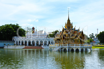 Bang Pa-In Aisawan, artificial lake with bridge and temple