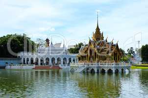 Bang Pa-In Aisawan, artificial lake with bridge and temple