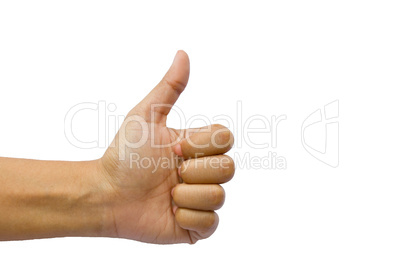 Gesturing hand OK isolated on white