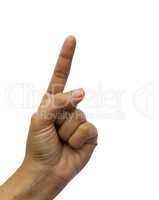 Woman index finger isoalted on white background