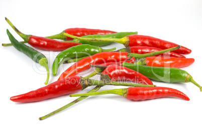 Chili peppers on a white background.