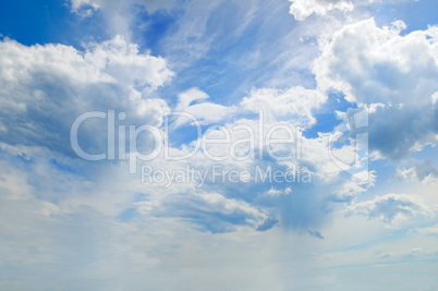 blue sky and white cumulus clouds