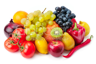 fruits and vegetables isolated on a white background