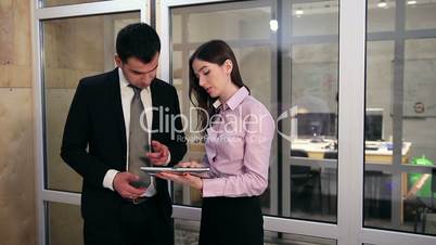 Business people working on touchpad