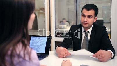 Smiling candidate during a job interview.