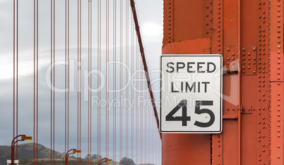 Speed limit sign on Golden Gate Bridge