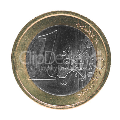 One Euro (EUR) coin, European Union (EU) isolated over white