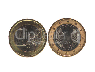 One Euro (EUR) coin, European Union (EU) isolated over white