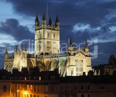 Bath Abbey in Bath at night