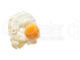 Fried egg isolated over white with copy space