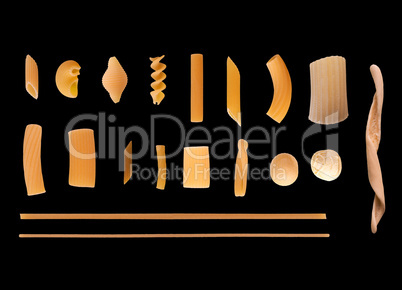 Traditional Italian pasta, elegant glossy black background