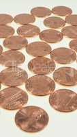 Dollar coins 1 cent wheat penny cent - vertical