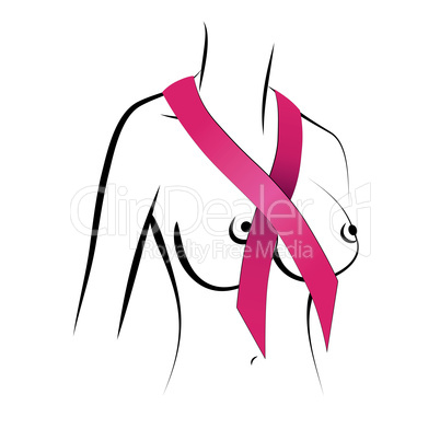 Woman breast cancer ribbon symbol vector