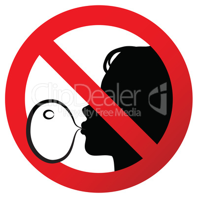 No chewing gum prohibited symbol sign on paper sticker, vector illustration against blowing a bubble gum