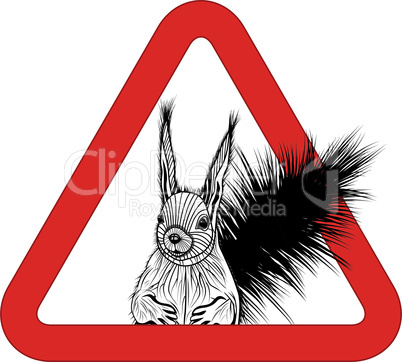 Animal free, sign warning squirrel zone vector