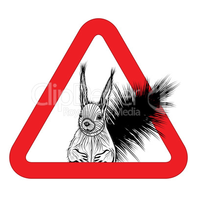 Animal free, sign warning squirrel zone vector