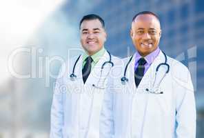 African American and Hispanic Male Doctors Outside of Hospital B