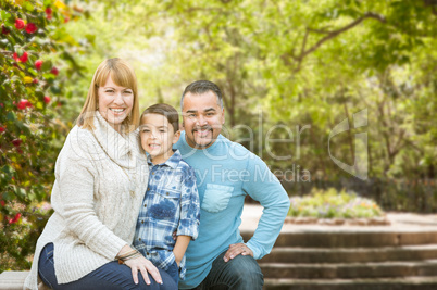 Mixed Race Hispanic and Caucasian Family Portrait at the Park