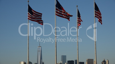 Us Flags And Freedom Tower