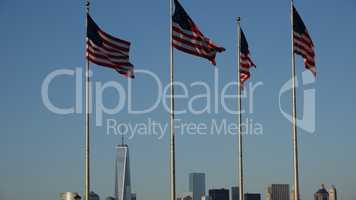 Us Flags And Freedom Tower