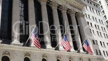 New York Stock Exchange And Flags
