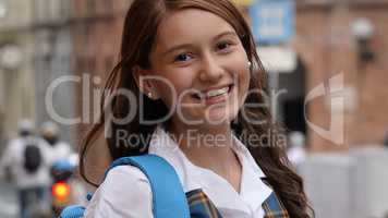 Pretty Female Teen Student Smiling