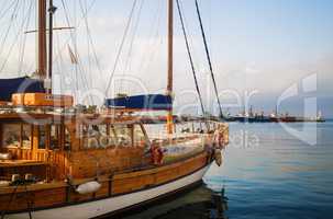 Wooden sailing yacht