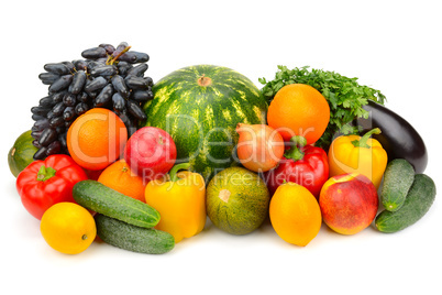 fruits and vegetables isolated on white background