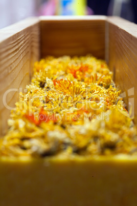 Handmade organic pure soap with calendula herbals flowers