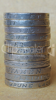 Pound coins pile - vertical