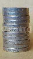 Pound coins pile - vertical