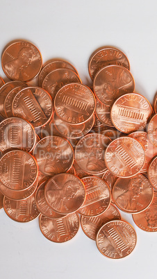 Dollar coins 1 cent - vertical