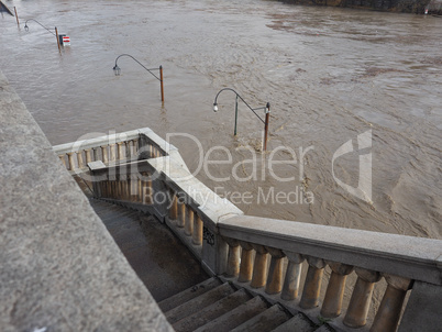 River Po flood in Turin