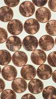 Dollar coins 1 cent wheat penny cent - vertical