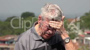 Sad And Tearful Old Man Or Senior