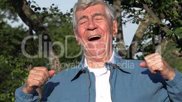 Happy Excited Old Man Outdoors