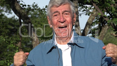 Happy Excited Old Man Outdoors